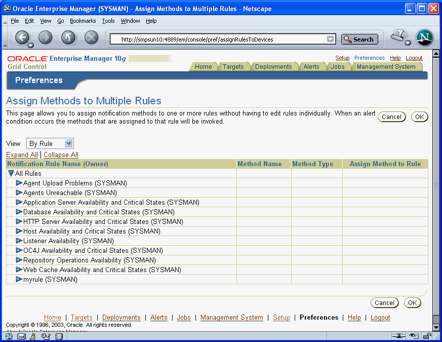 Shows the Assign Methods to Multiple rule page