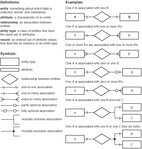 Shows how you draw an entity-relationship (E-R) diagram by following specific rules and examples.