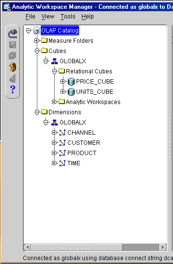 GLOBALX Metadata Displayed in Analytic Workspace Manager