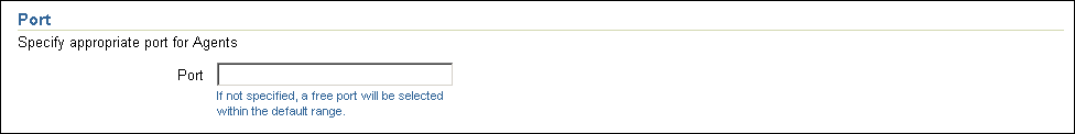 The Port section in the Installation Details page.