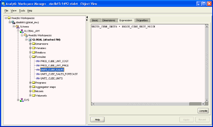 Object View in Analytic Workspace Manager