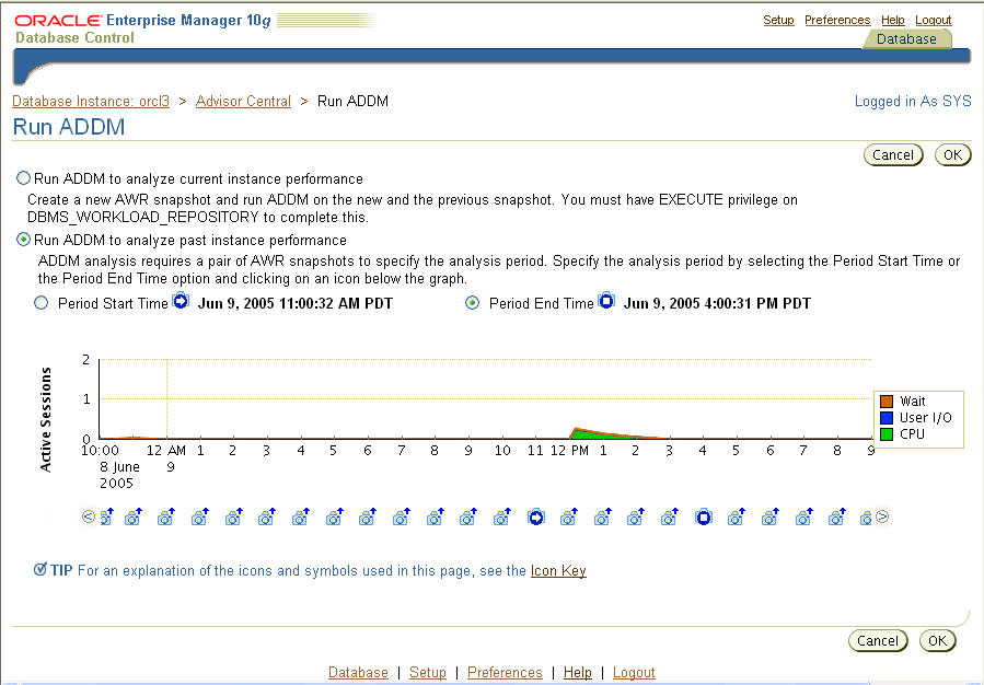 This is a screen shot of the ADDM monitoring page.