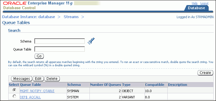 Description of tdpii_queue_tables.gif follows