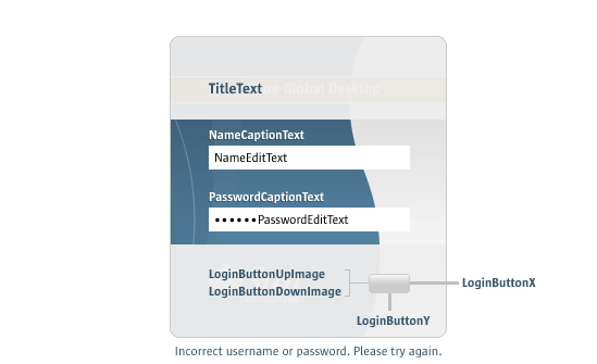 Login button parameters