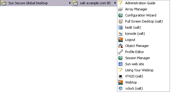 Screen capture of webtop content in desktop Start Menu