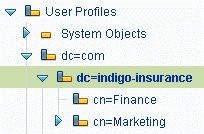 Screen capture of the Administration Console showing the example organization if you are using Microsoft Active Directory