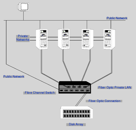 Four Node CFS Cluster Built on Fibre Channel Fabric